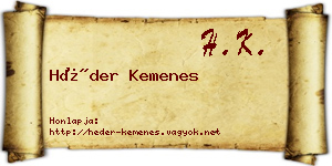 Héder Kemenes névjegykártya